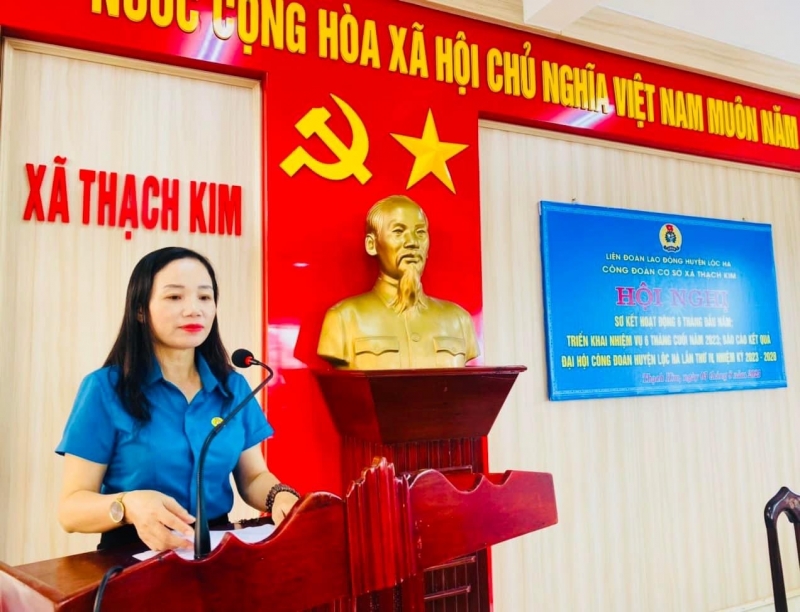 CĐCS xã Thạch Kim: Hội nghị sơ kết hoạt động công đoàn 6 tháng đầu năm 2023 và kếp nạp đoàn viên công đoàn